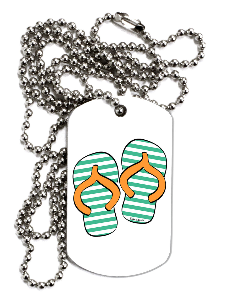 Striped Flip Flops - Teal and Orange Adult Dog Tag Chain Necklace-Dog Tag Necklace-TooLoud-White-Davson Sales