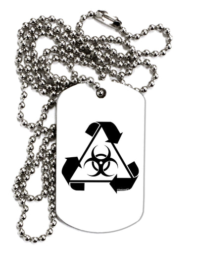 Recycle Biohazard Sign Black and White Adult Dog Tag Chain Necklace by TooLoud-Dog Tag Necklace-TooLoud-White-Davson Sales