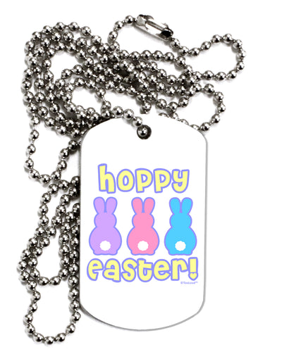 Three Easter Bunnies - Hoppy Easter Adult Dog Tag Chain Necklace by TooLoud-Dog Tag Necklace-TooLoud-White-Davson Sales