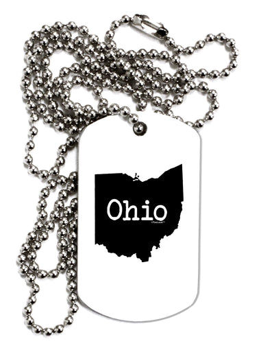 Ohio - United States Shape Adult Dog Tag Chain Necklace by TooLoud-Dog Tag Necklace-TooLoud-White-Davson Sales