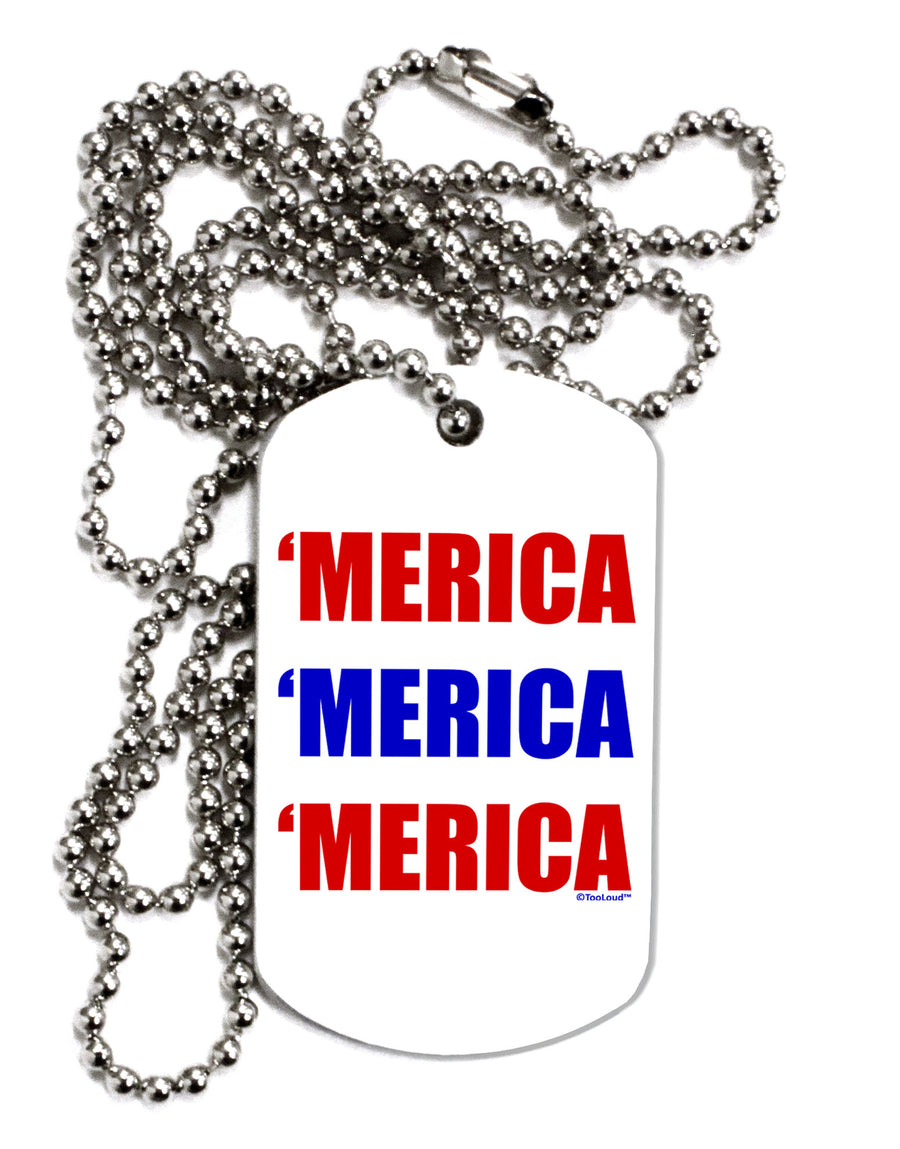 Merica Merica Merica - Red and Blue Adult Dog Tag Chain Necklace-Dog Tag Necklace-TooLoud-White-Davson Sales