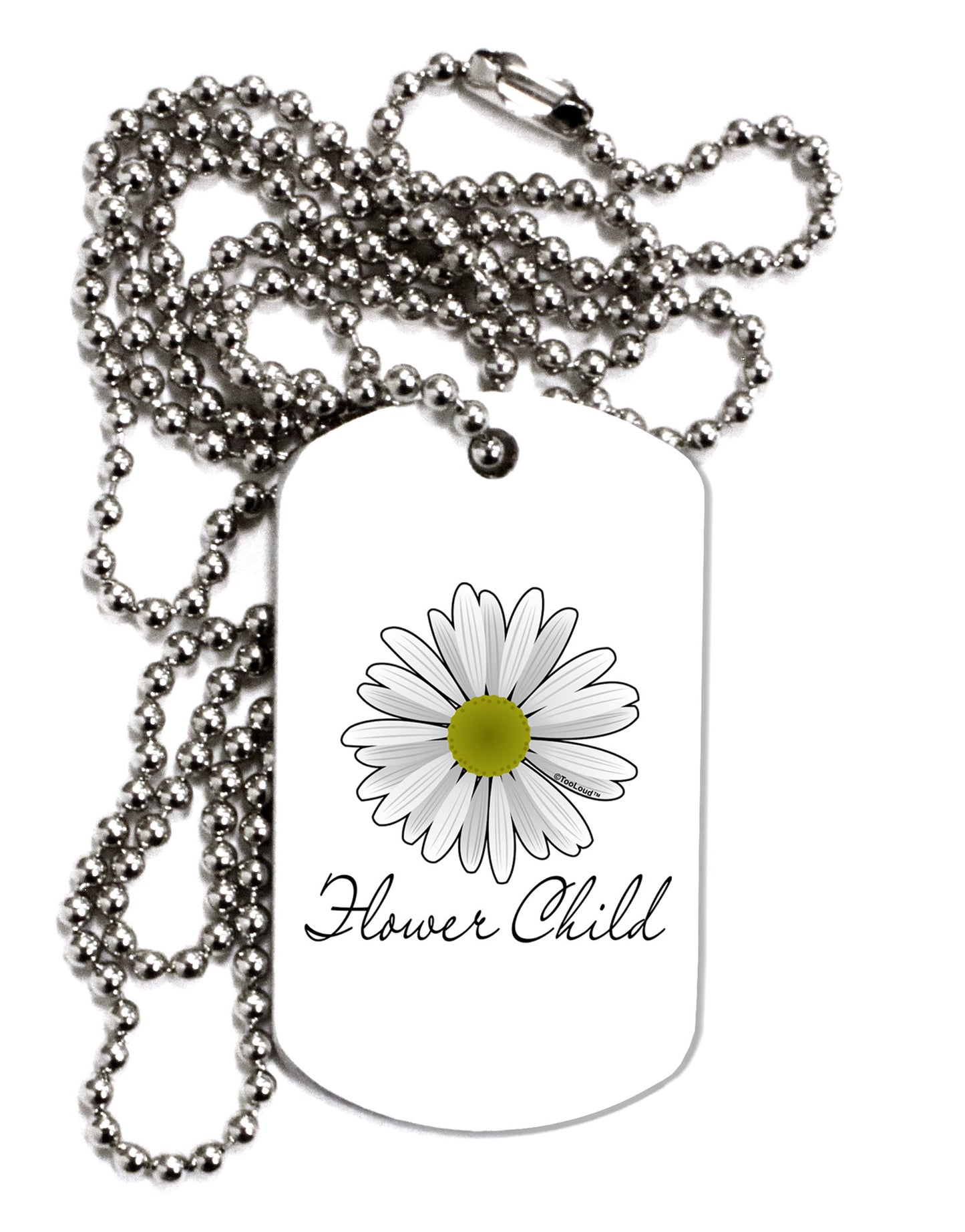Pretty Daisy - Flower Child Adult Dog Tag Chain Necklace-Dog Tag Necklace-TooLoud-1 Piece-Davson Sales