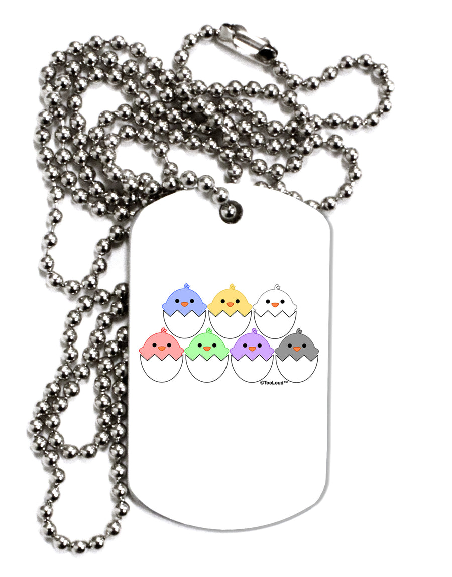 Cute Hatching Chicks Group Adult Dog Tag Chain Necklace by TooLoud-Dog Tag Necklace-TooLoud-White-Davson Sales