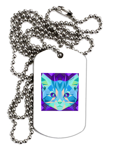 Geometric Kitty Inverted Adult Dog Tag Chain Necklace-Dog Tag Necklace-TooLoud-1 Piece-Davson Sales