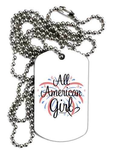 All American Girl - Fireworks and Heart Adult Dog Tag Chain Necklace by TooLoud-Dog Tag Necklace-TooLoud-White-Davson Sales