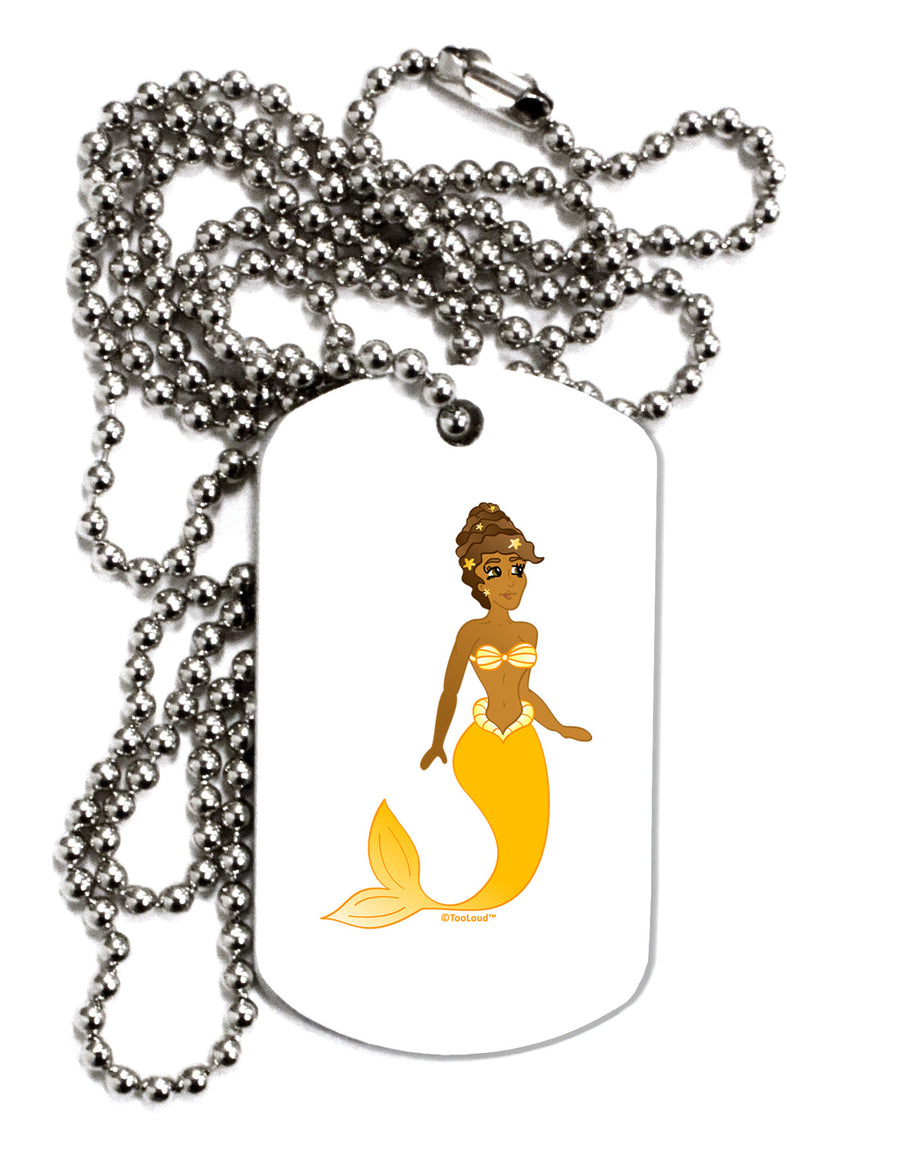 Mermaid Design - Yellow Adult Dog Tag Chain Necklace-Dog Tag Necklace-TooLoud-White-Davson Sales