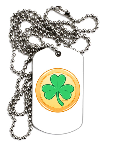 Shamrock Button Vector Design Adult Dog Tag Chain Necklace by TooLoud-Dog Tag Necklace-TooLoud-White-Davson Sales