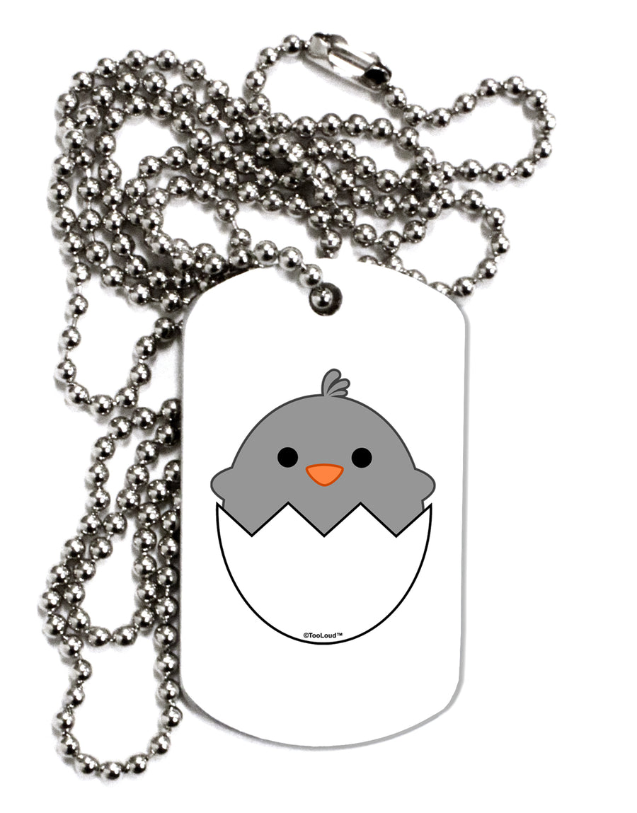 Cute Hatching Chick - Gray Adult Dog Tag Chain Necklace by TooLoud-Dog Tag Necklace-TooLoud-White-Davson Sales