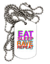 Eat Sleep Rave Repeat Color Adult Dog Tag Chain Necklace by TooLoud-Dog Tag Necklace-TooLoud-White-Davson Sales