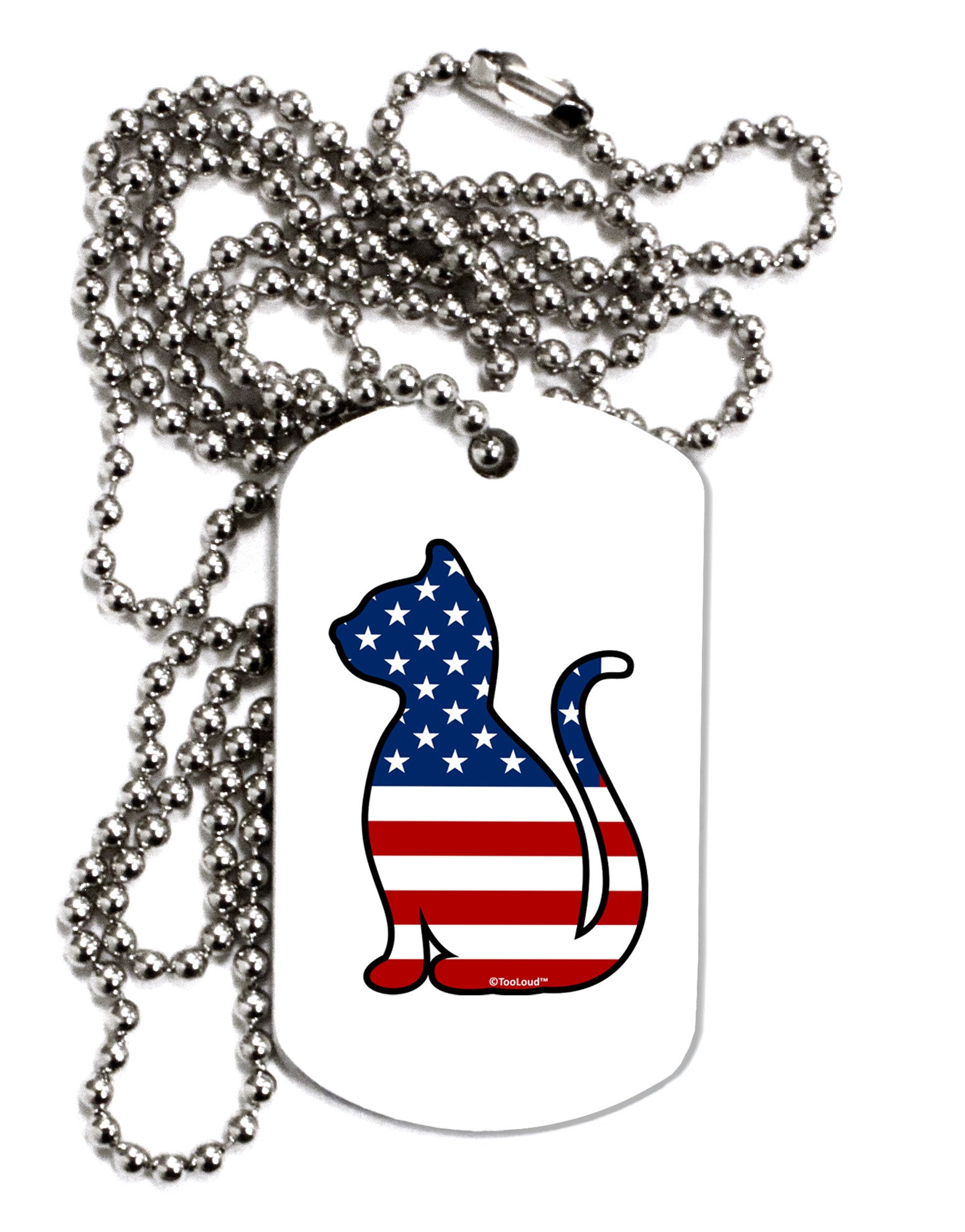 Patriotic Cat Design Adult Dog Tag Chain Necklace by TooLoud