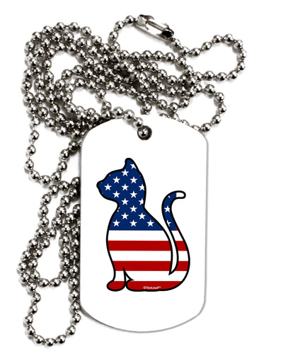 Patriotic Cat Design Adult Dog Tag Chain Necklace by TooLoud-Dog Tag Necklace-TooLoud-White-Davson Sales