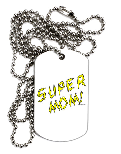 Super Mom - Lightening Bolt Design Adult Dog Tag Chain Necklace by TooLoud-Dog Tag Necklace-TooLoud-White-Davson Sales