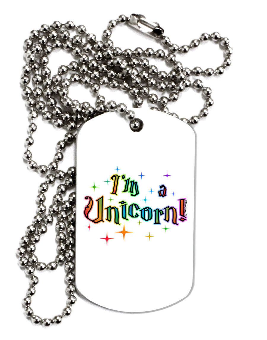 I'm a Unicorn Text Adult Dog Tag Chain Necklace-Dog Tag Necklace-TooLoud-White-Davson Sales