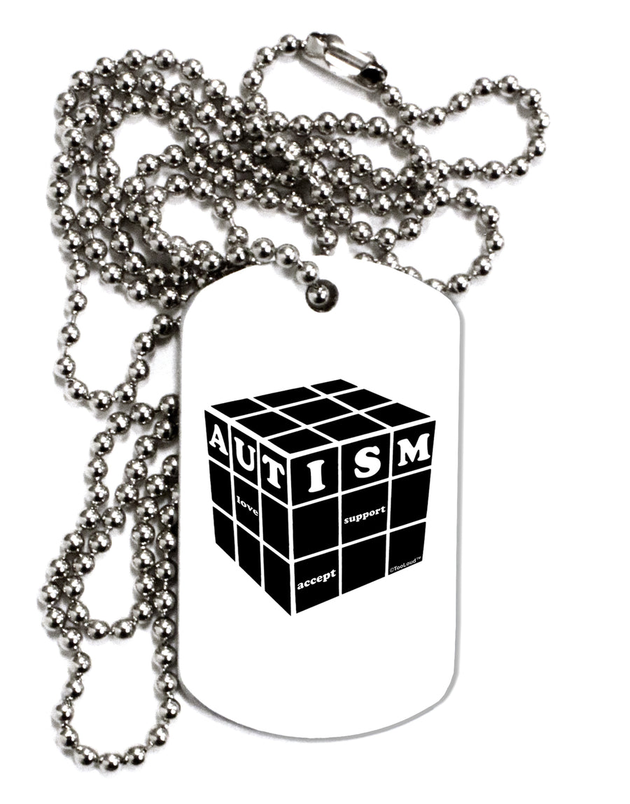 Autism Awareness - Cube B & W Adult Dog Tag Chain Necklace by TooLoud-TooLoud-White-Davson Sales