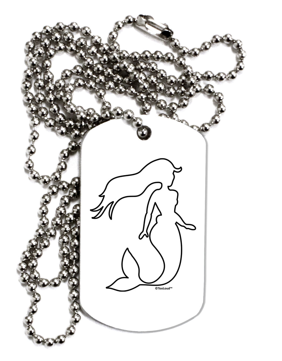 Mermaid Outline Adult Dog Tag Chain Necklace-Dog Tag Necklace-TooLoud-White-Davson Sales