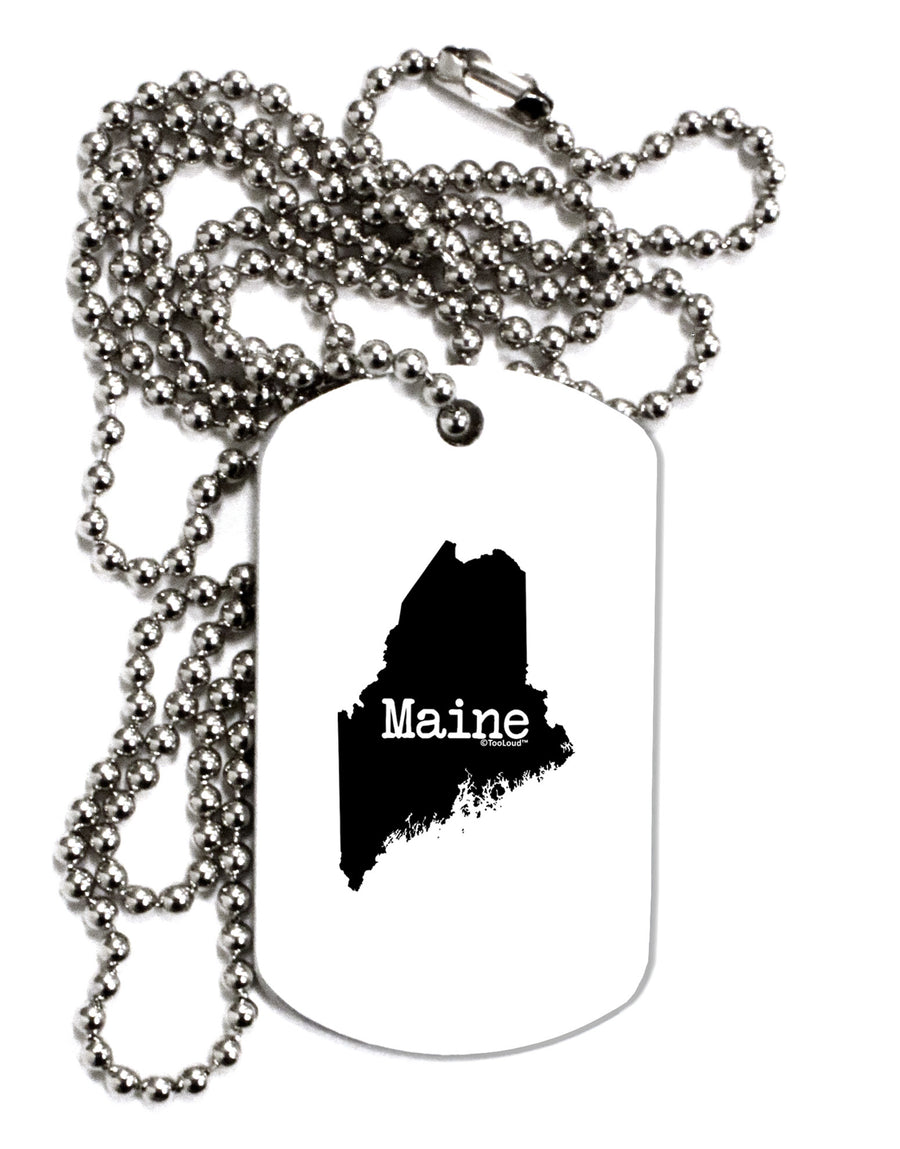 Maine - United States Shape Adult Dog Tag Chain Necklace-Dog Tag Necklace-TooLoud-White-Davson Sales