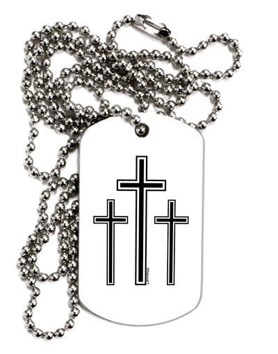 Three Cross Design - Easter Adult Dog Tag Chain Necklace by TooLoud-Dog Tag Necklace-TooLoud-White-Davson Sales