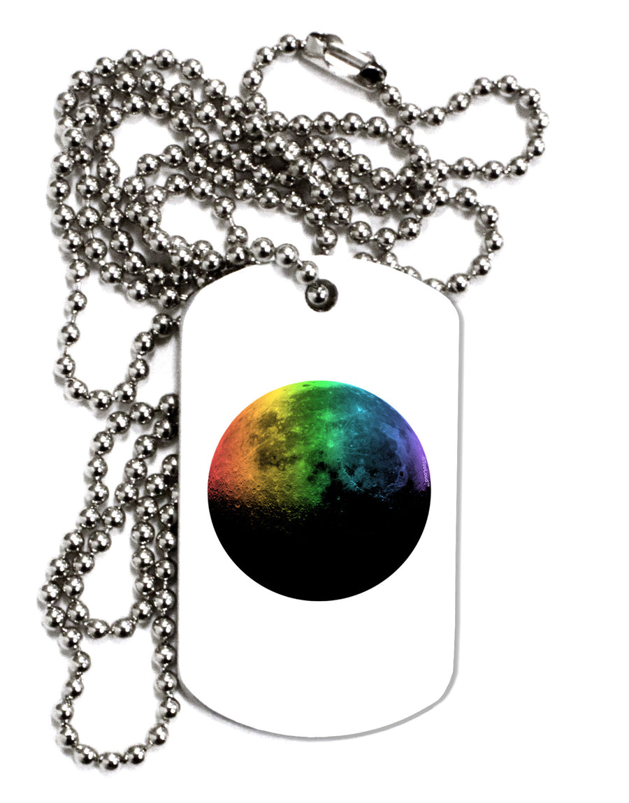 Rainbow Moon Adult Dog Tag Chain Necklace-Dog Tag Necklace-TooLoud-White-Davson Sales