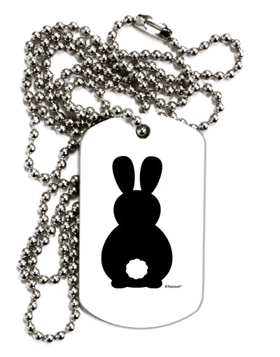 Cute Bunny Silhouette with Tail Adult Dog Tag Chain Necklace by TooLoud-Dog Tag Necklace-TooLoud-White-Davson Sales