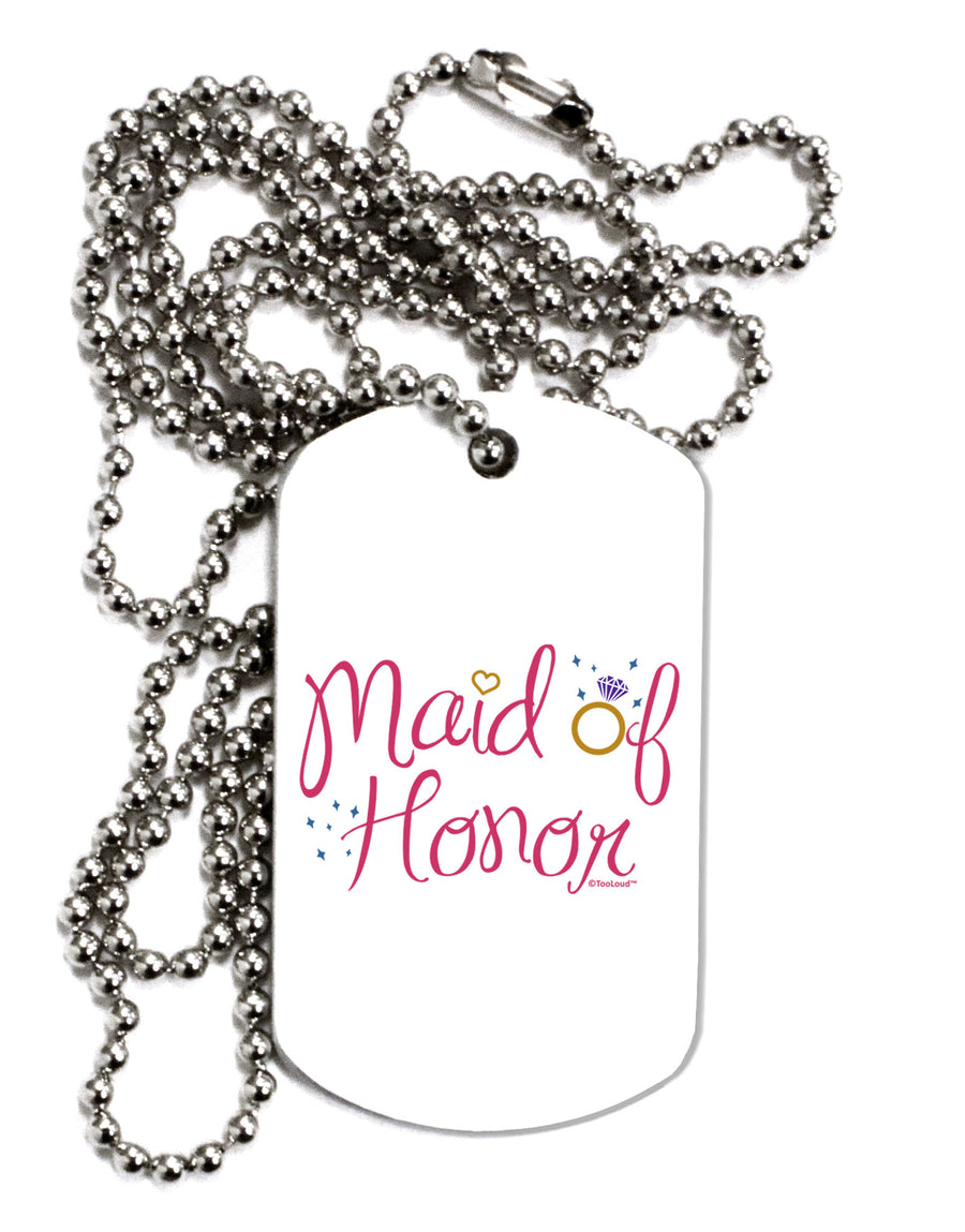 Maid of Honor - Diamond Ring Design - Color Adult Dog Tag Chain Necklace-Dog Tag Necklace-TooLoud-White-Davson Sales