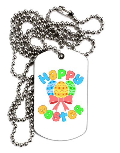 Happy Easter Easter Eggs Adult Dog Tag Chain Necklace by TooLoud-Dog Tag Necklace-TooLoud-White-Davson Sales