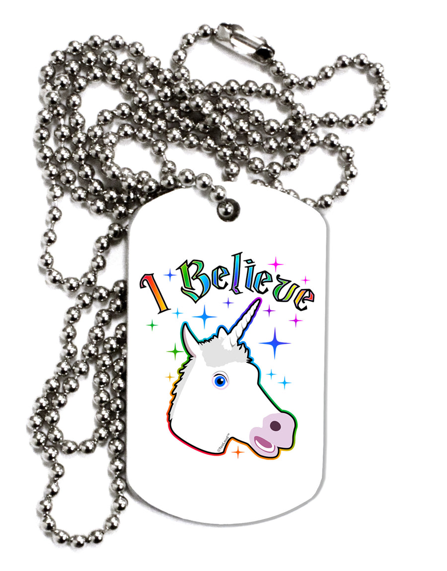 I Believe in Unicorns Adult Dog Tag Chain Necklace-Dog Tag Necklace-TooLoud-White-Davson Sales