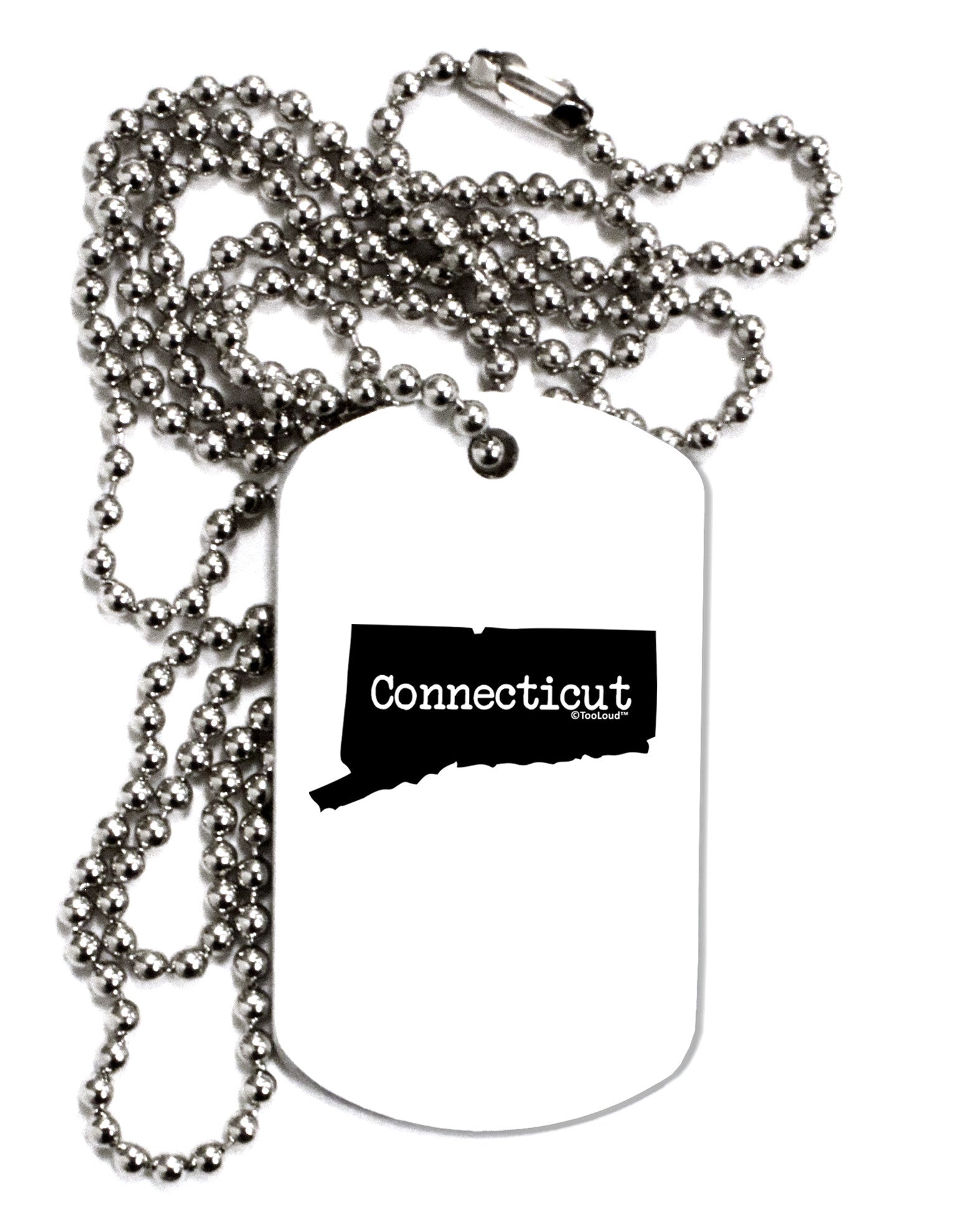 Connecticut - United States Shape Adult Dog Tag Chain Necklace-Dog Tag Necklace-TooLoud-White-Davson Sales