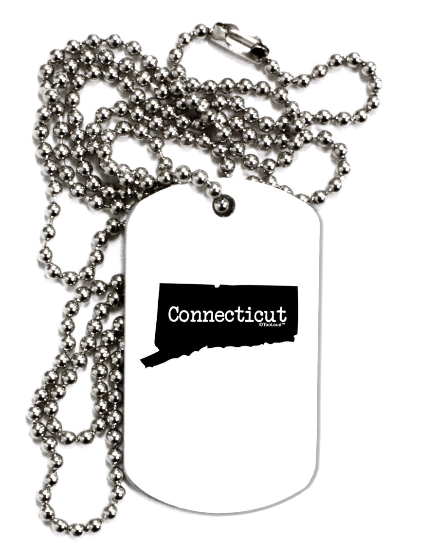 Connecticut - United States Shape Adult Dog Tag Chain Necklace-Dog Tag Necklace-TooLoud-White-Davson Sales