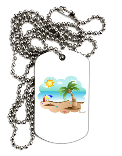 Fun Summer Beach Scene Adult Dog Tag Chain Necklace by TooLoud-Dog Tag Necklace-TooLoud-White-Davson Sales