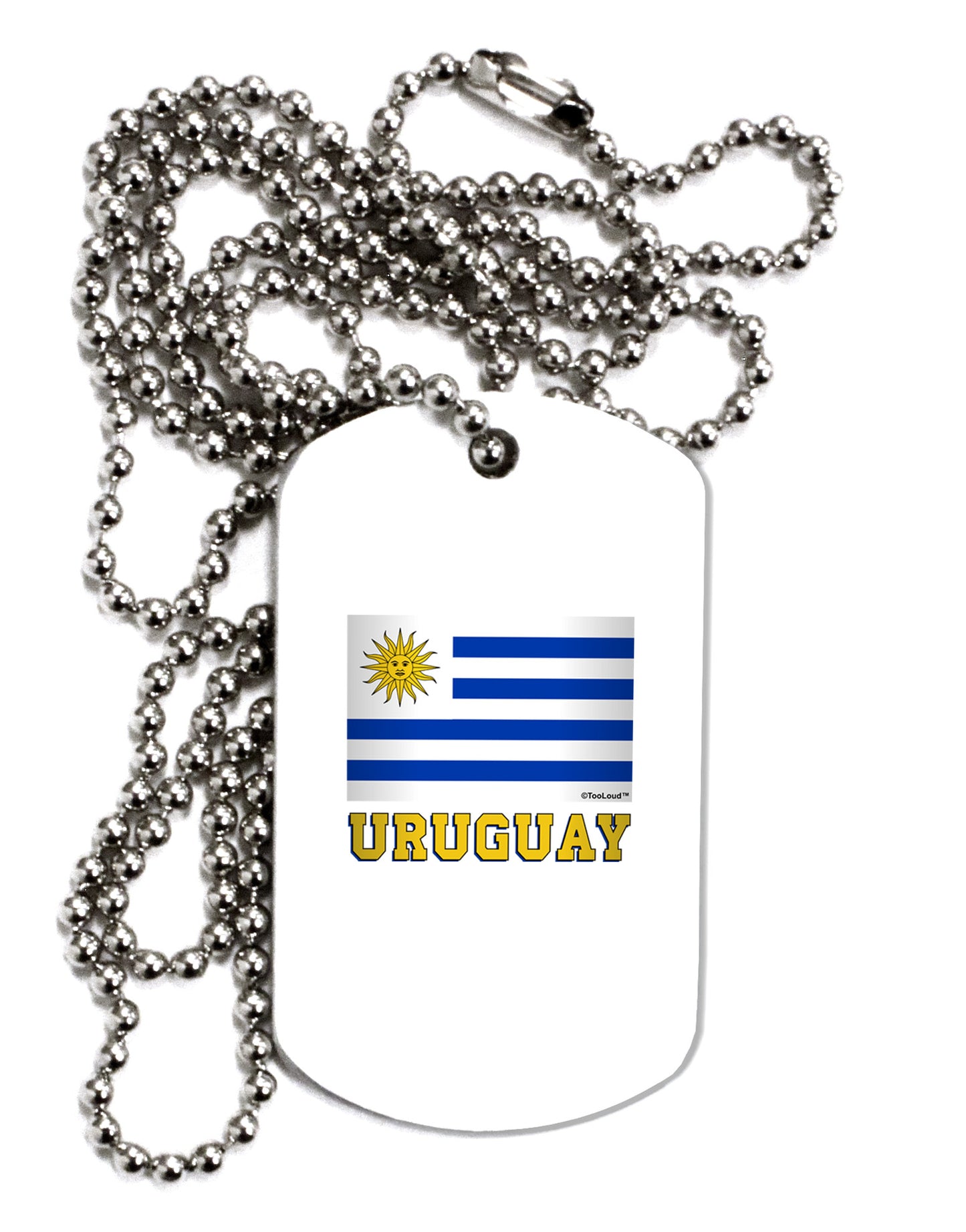 Uruguay Flag Adult Dog Tag Chain Necklace-Dog Tag Necklace-TooLoud-1 Piece-Davson Sales