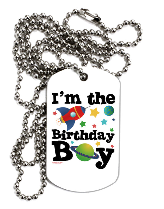 I'm the Birthday Boy - Outer Space Design Adult Dog Tag Chain Necklace by TooLoud-Dog Tag Necklace-TooLoud-White-Davson Sales