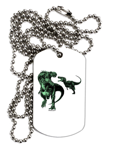 Jurassic Dinosaur Design 1 Adult Dog Tag Chain Necklace by TooLoud-Dog Tag Necklace-TooLoud-White-Davson Sales