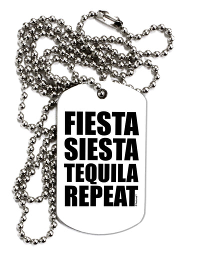 Fiesta Siesta Tequila Repeat Adult Dog Tag Chain Necklace by TooLoud-Dog Tag Necklace-TooLoud-White-Davson Sales