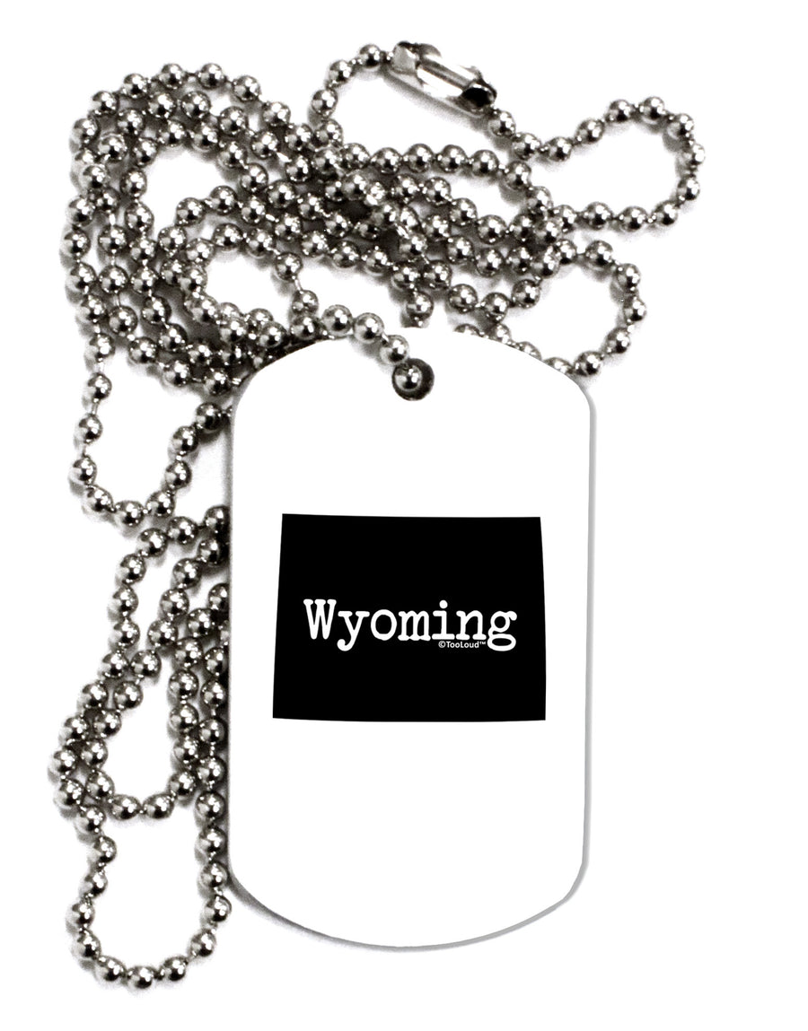 Wyoming - United States Shape Adult Dog Tag Chain Necklace-Dog Tag Necklace-TooLoud-White-Davson Sales