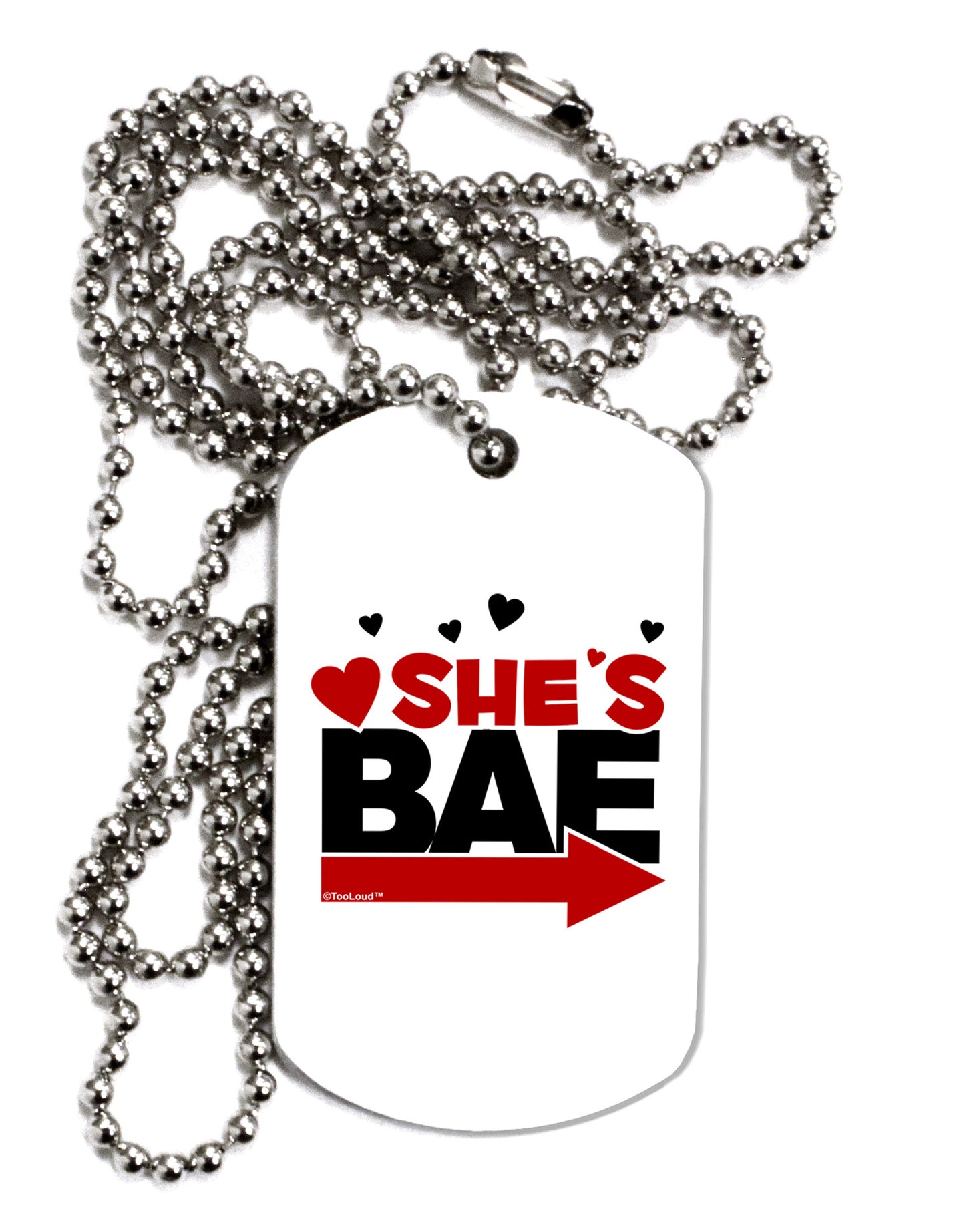 She's BAE - Right Arrow Adult Dog Tag Chain Necklace-Dog Tag Necklace-TooLoud-1 Piece-Davson Sales