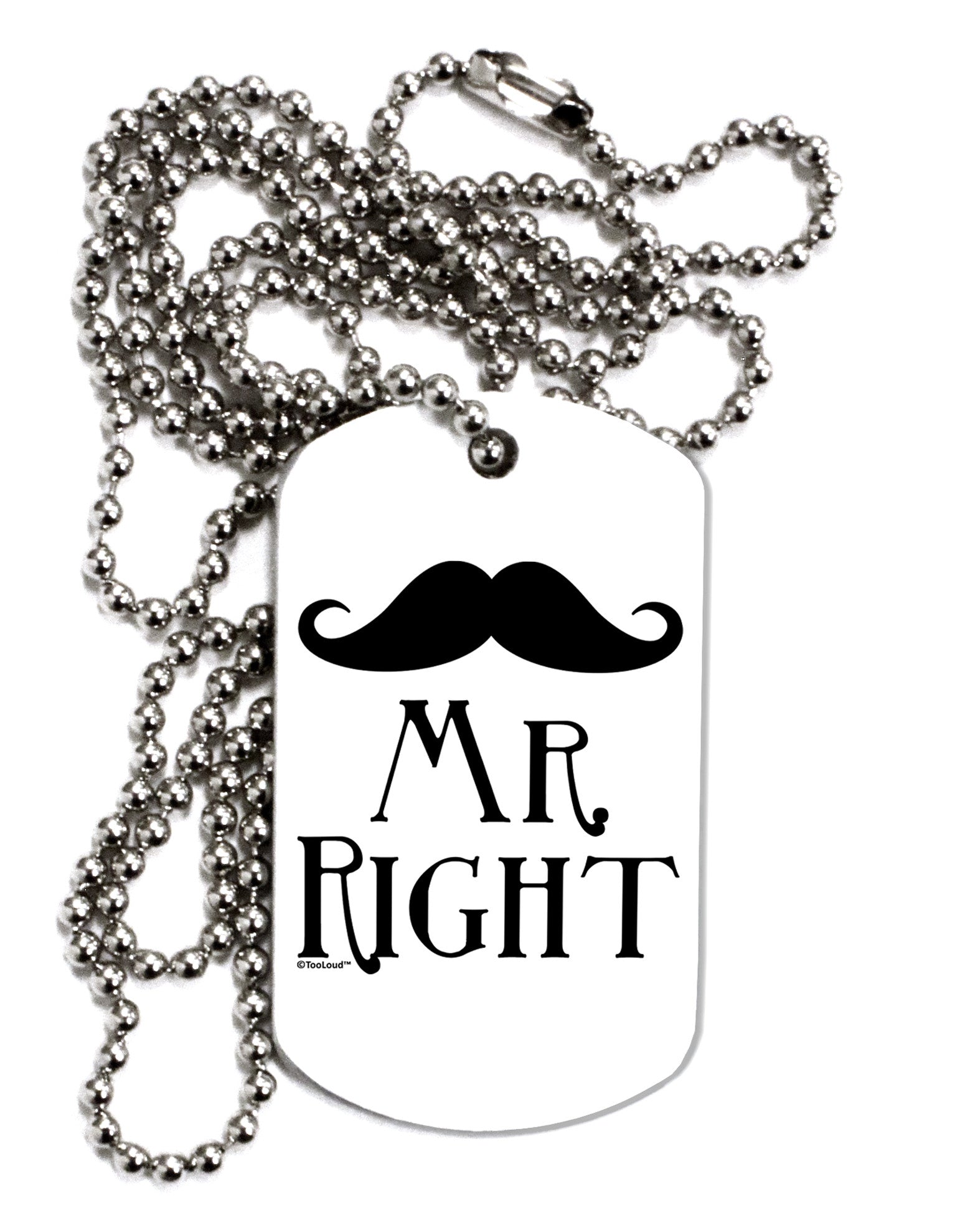 Matching Husband and Wife Designs Mr Right Adult Dog Tag Chain