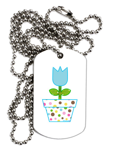 Easter Tulip Design - Blue Adult Dog Tag Chain Necklace by TooLoud-Dog Tag Necklace-TooLoud-White-Davson Sales