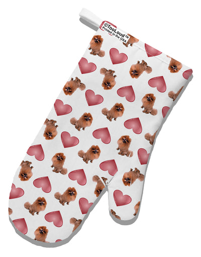 Pomeranian Hearts AOP White Printed Fabric Oven Mitt All Over Print-Oven Mitt-TooLoud-White-Davson Sales