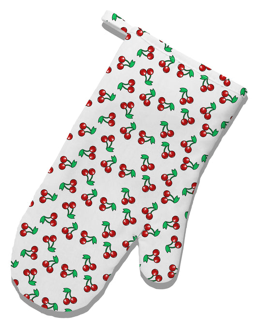 Cherries Everywhere White Printed Fabric Oven Mitt by TooLoud-Oven Mitt-TooLoud-White-Davson Sales