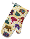 Indian Elephants AOP White Printed Fabric Oven Mitt All Over Print-Oven Mitt-TooLoud-White-Davson Sales