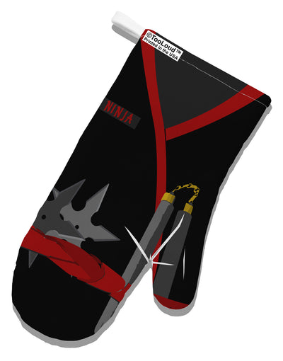 Ninja Red AOP White Printed Fabric Oven Mitt All Over Print-Oven Mitt-TooLoud-White-Davson Sales