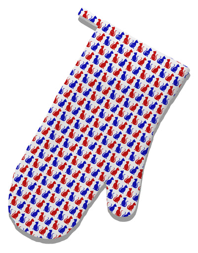 Patriotic Cat Pattern White Printed Fabric Oven Mitt All Over Print-Oven Mitt-TooLoud-White-Davson Sales