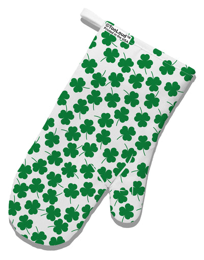 Find the 4 Leaf Clover Shamrocks White Printed Fabric Oven Mitt All Over Print-Oven Mitt-TooLoud-White-Davson Sales