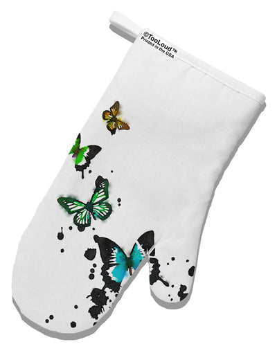 Splatter Butterflies AOP White Printed Fabric Oven Mitt All Over Print-Oven Mitt-TooLoud-White-Davson Sales