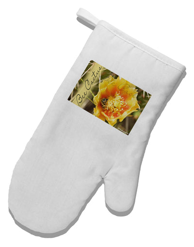 Bee Cactus with Text White Printed Fabric Oven Mitt-Oven Mitt-TooLoud-White-Davson Sales