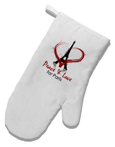 Peace & Love For Paris White Printed Fabric Oven Mitt-Oven Mitt-TooLoud-White-Davson Sales