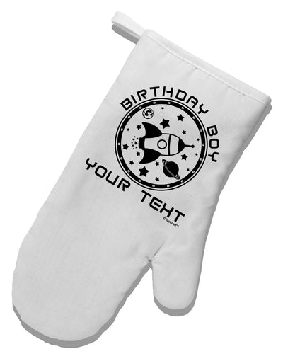 Personalized Birthday Boy Space with Customizable Name White Printed Fabric Oven Mitt-Oven Mitt-TooLoud-White-Davson Sales