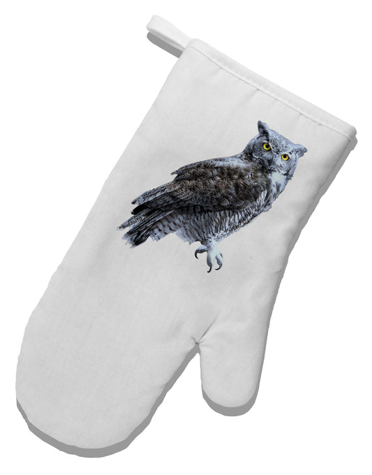 Great Horned Owl Photo White Printed Fabric Oven Mitt-Oven Mitt-TooLoud-White-Davson Sales