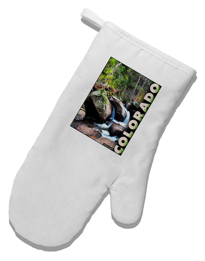 Rockies River with Text White Printed Fabric Oven Mitt-Oven Mitt-TooLoud-White-Davson Sales