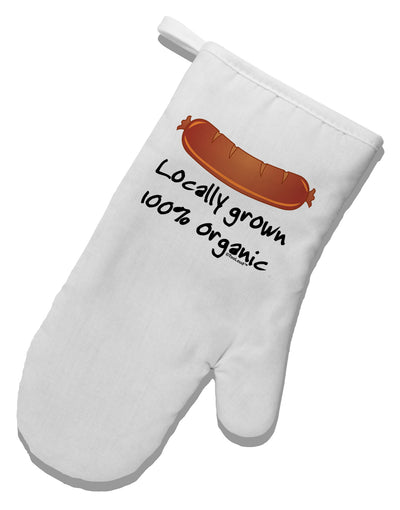 Locally Grown Organic Sausage White Printed Fabric Oven Mitt-Oven Mitt-TooLoud-White-Davson Sales